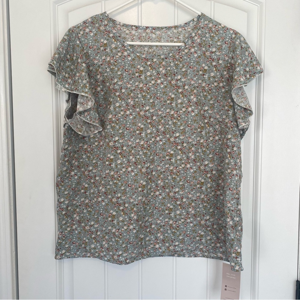 Emery Rose Women’s Floral Short Sleeve Top Size XL NWT